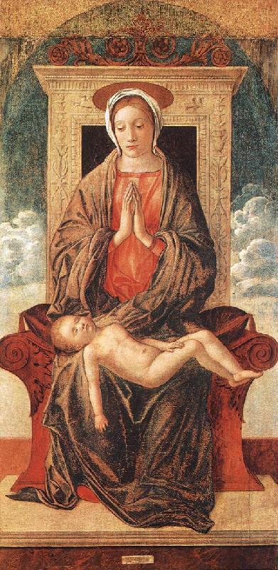 BELLINI, Giovanni Madonna Enthroned Adoring the Sleeping Child jhkj oil painting image